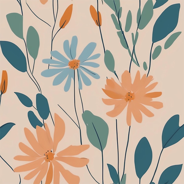 A Simple Minimalist Flower Art With Mild Colors Using Boho Style