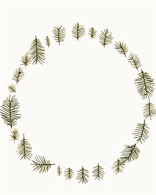 Фото Простой минималистический рисунок чернилами круглого украшенного рождественского елового гирлянда в