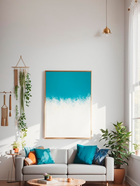 A simple and minimalist wall art painting with boho style