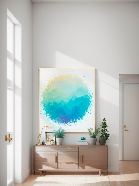 A simple and minimalist wall art painting with boho style