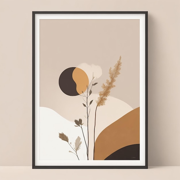 A simple minimalistic art with mild colors using Boho style