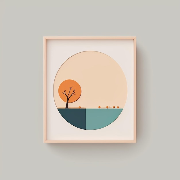 A simple minimalistic art with mild colours using Boho style