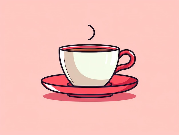 Photo a simple minimalistic outline tea cup cartoon illustration