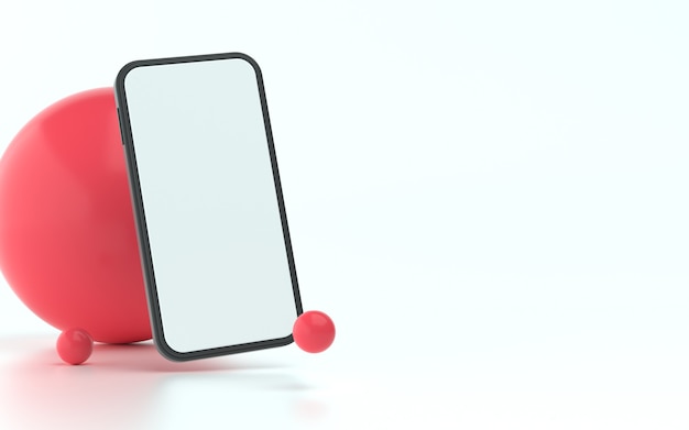 Simple mobile phone 3d illustration with clear screen and bright colors