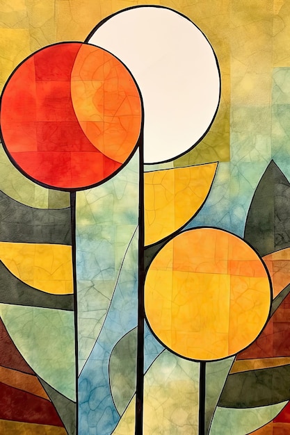 Simple modern shapes boho art autumn colors