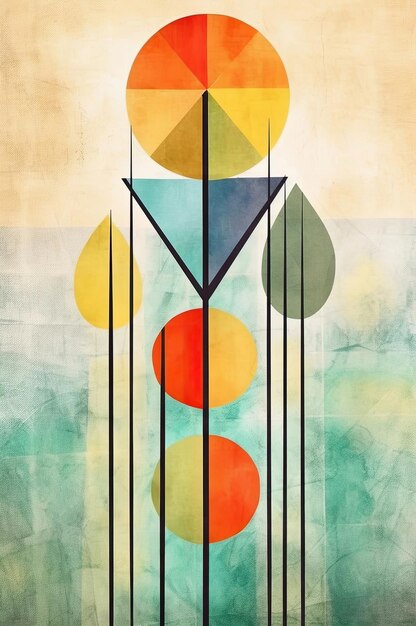 Simple modern shapes boho art spring colors