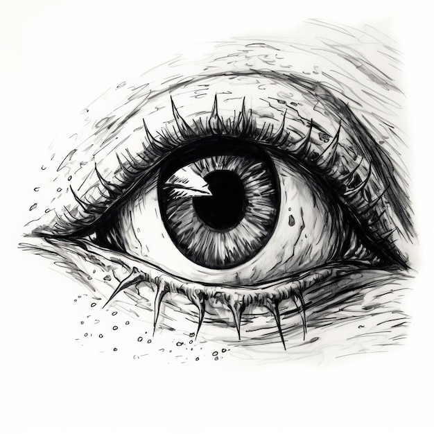 Simple Monochrome Shark Eye Ink Illustration Sketch