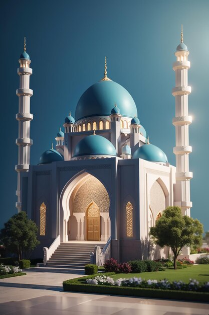 simple mosque miniature 3d rendering