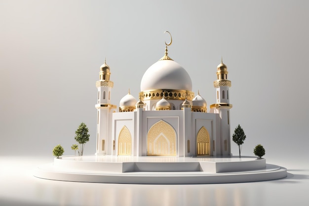 Simple mosque miniature 3d rendering