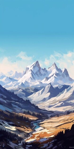 Simple mountain drawings ai image generated on white background