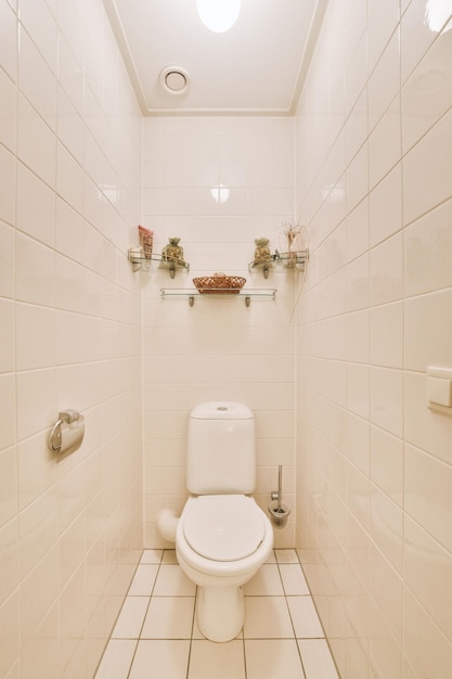 Simple narrow toilet with small sink