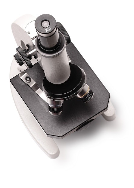 Simple new school microscope carved on a white background