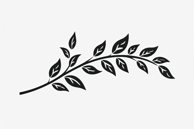 Photo simple one branch leaves minimalist boho design vector white background diffrent angle ai generated