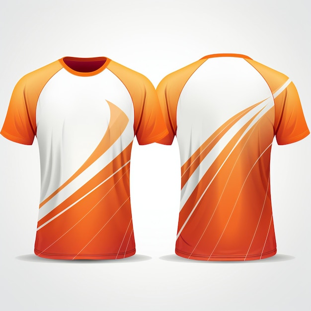 Simple Orange and White Sports TShirt with Dual Views