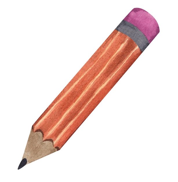 simple pencil isolated on white background watercolor illustration