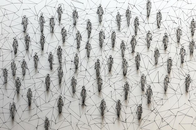 simple people shapes connected by lines created with generative ai
