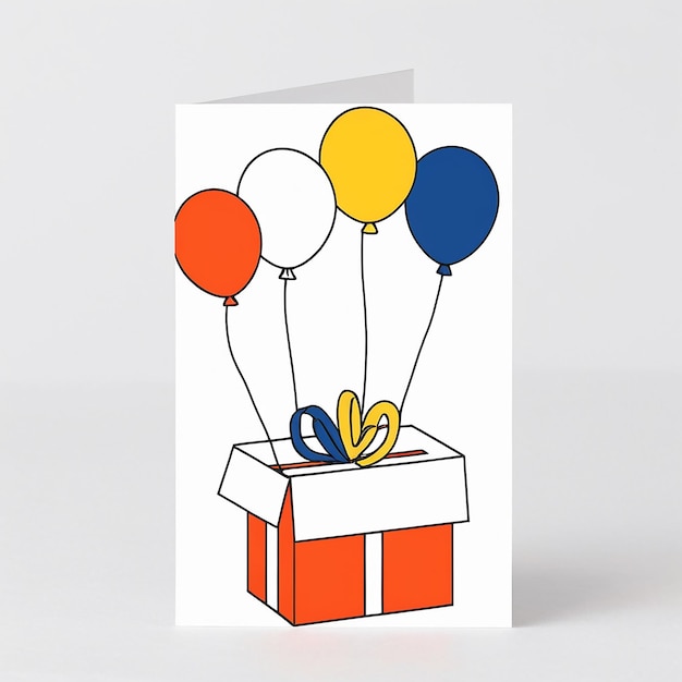 Simple picture of happy birthday card decorative elements with gift box