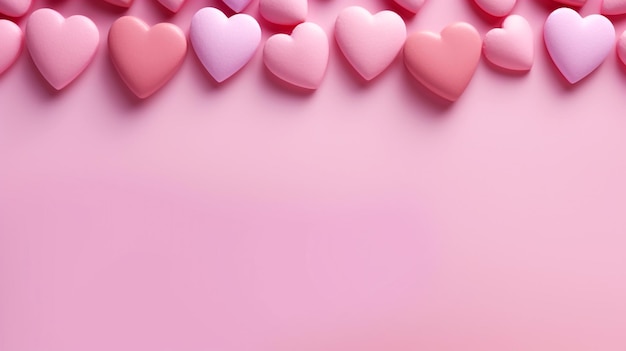 バレンタインデーカードのシンプルなピンクの背景 壁紙とコピースペース生成AI