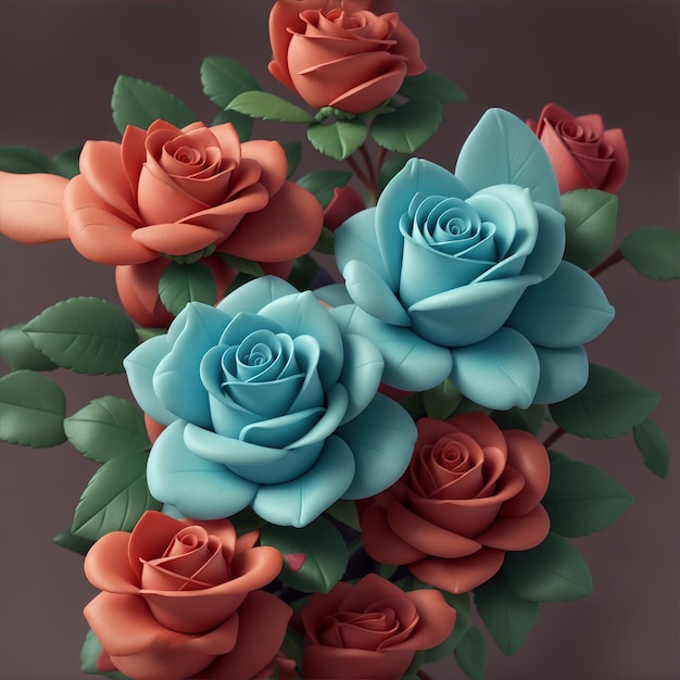 Foto fiori di rosa 3d di plastilina semplice