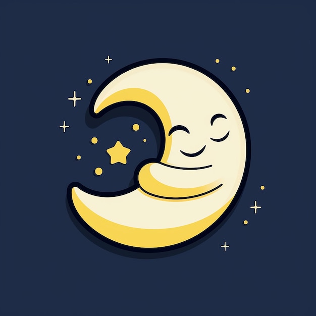 Simple and Playful Cartoon Moon