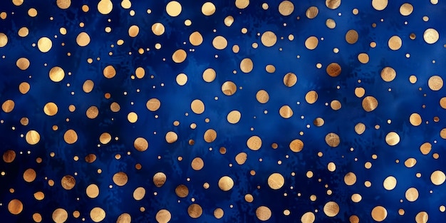 Photo simple polka dot pattern on a dark blue background with glittery gold dots