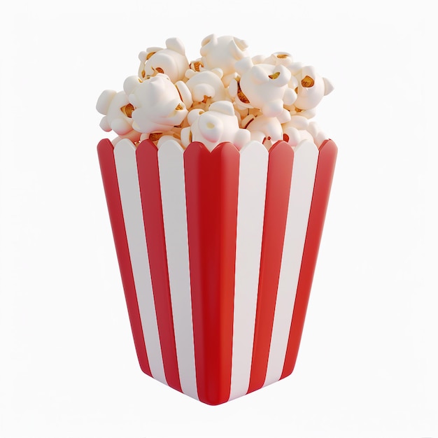 simple popcorn icon 3D render white background generative AI