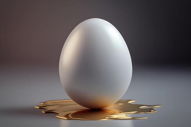 Простое реалистичное пасхальное яйцо на золотой жидкости Шаблон счастливой Пасхи Generative AI