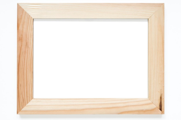 Simple rectangular wooden picture frame isolated on white