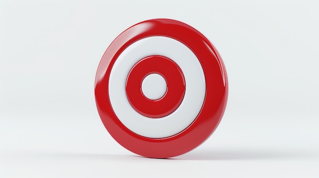 A simple red and white target on a white background The target has a glossy and the colors are bright and vibrant