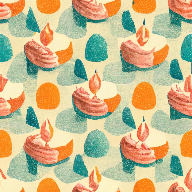 Simple seamless birthday themed pattern. Generative AI