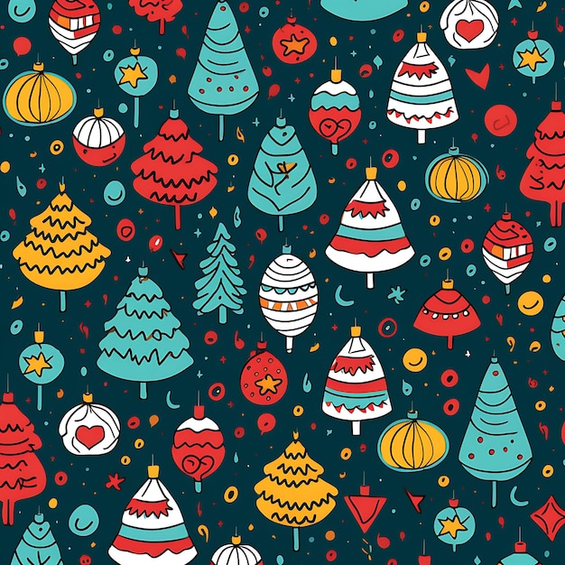 Simple Seamless Doodle Christmas Theme Pattern