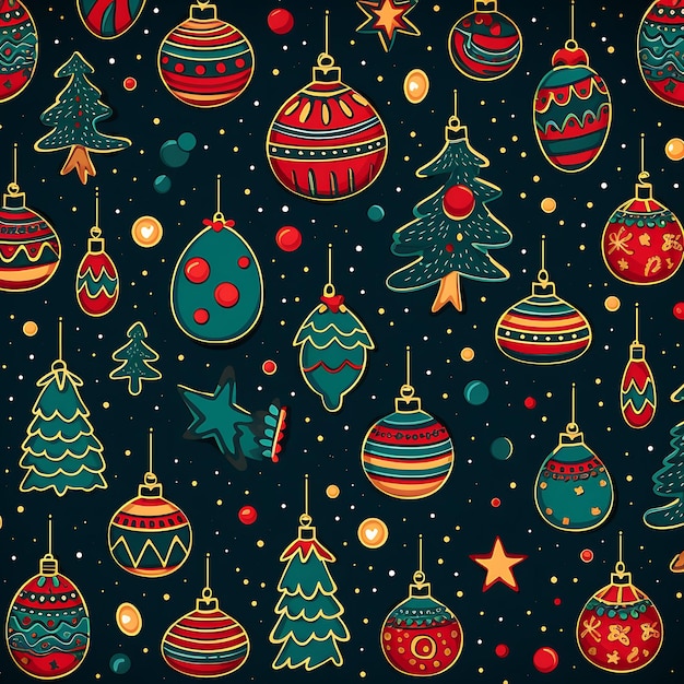 Simple Seamless Doodle Christmas Theme Pattern
