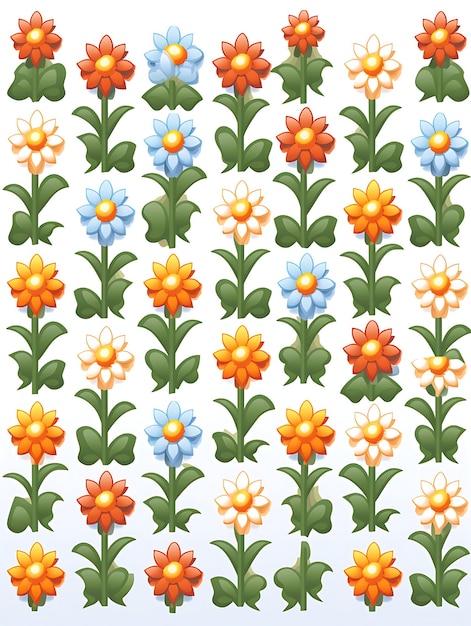 Photo simple seamless pixel art of flower themed pattern