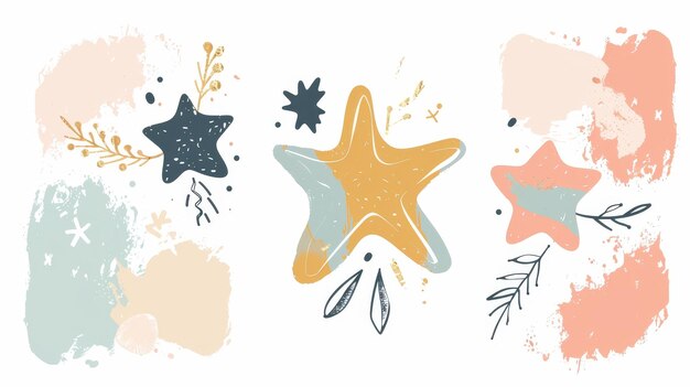 Simple shapes with textures trendy irregular stars Modern illustration elements