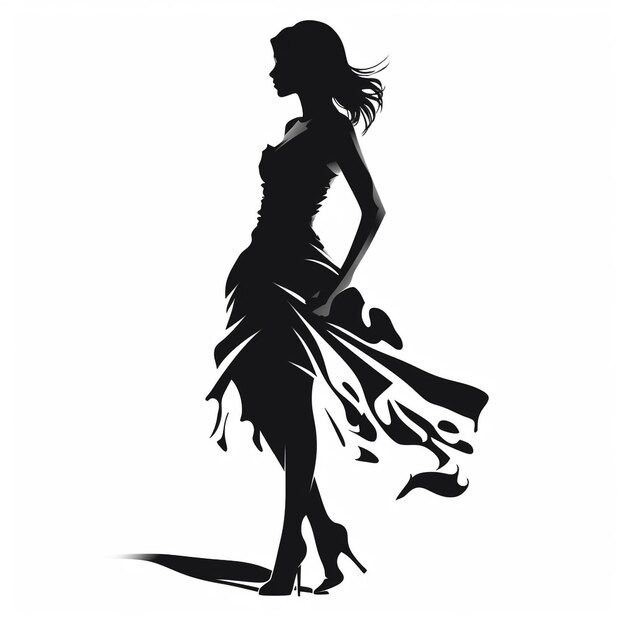 Photo a simple silhouette of a woman vector illustration solid color backfround