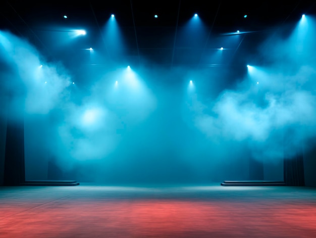 Simple smokey performance stage background with concrete floor mockup Generative AI