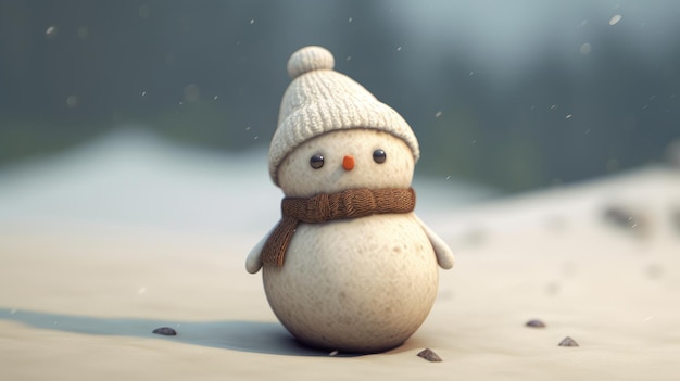 A simple snowman with minimal details AI generated