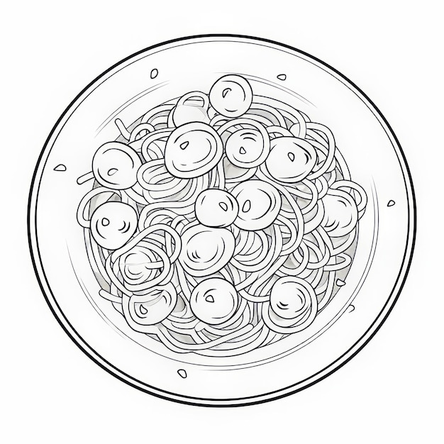 Simple Spaghetti Coloring Page For Kids