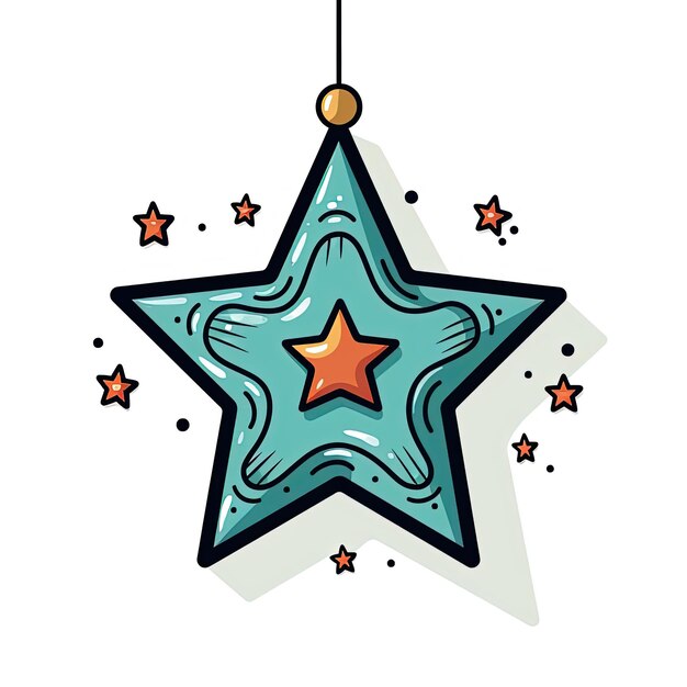 a simple star shape made with line art in the style of naive charm