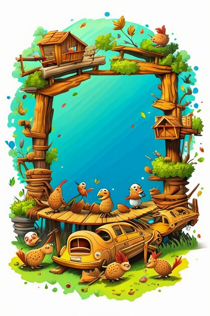 Simple style creative illustration children hand painting cartoon cute kawaii wallpaper background