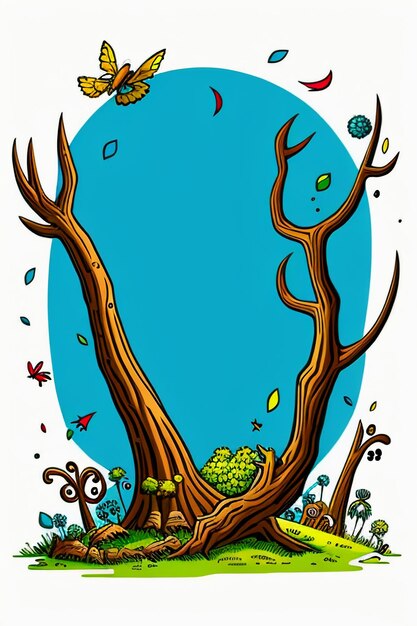 Photo simple style creative illustration children hand painting cartoon cute kawaii wallpaper background