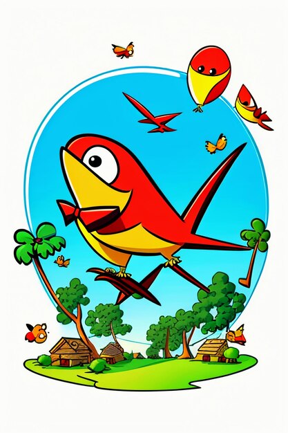 Photo simple style creative illustration children hand painting cartoon cute kawaii wallpaper background