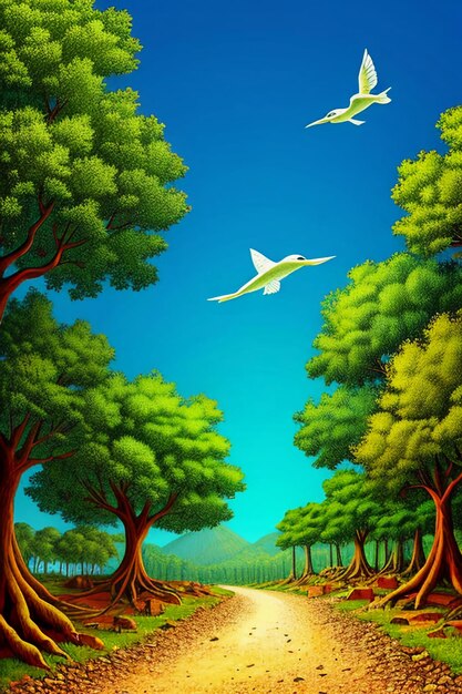 Simple style creative illustration children hand painting cartoon cute kawaii wallpaper background