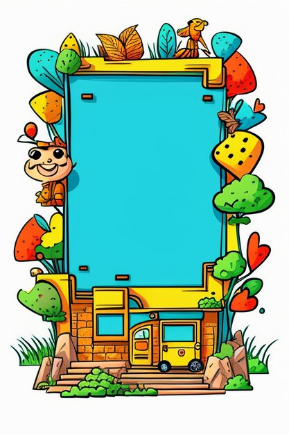 Photo simple style creative illustration children hand painting cartoon cute kawaii wallpaper background