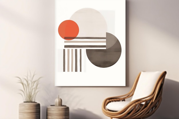 Simple and Stylish Graphic Wall Art Hanging in a Room Generative Ai