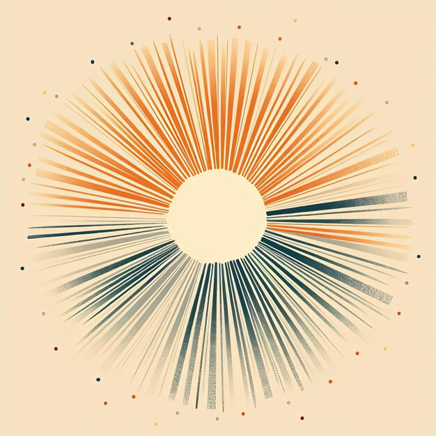 a simple sunburst in a circle in the style of minimalist strokes