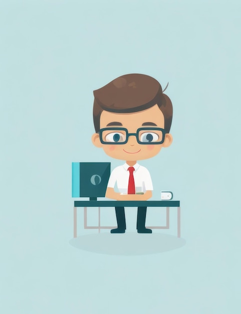 simple tiny man cute vector design project manager flat
