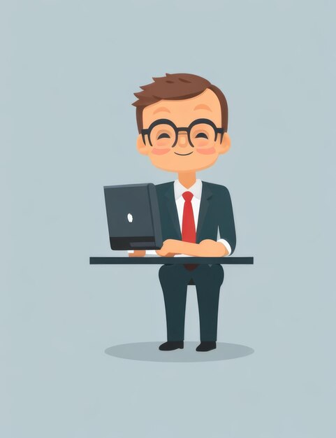 simple tiny man cute vector design project manager flat