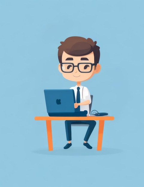 simple tiny man cute vector design project manager flat