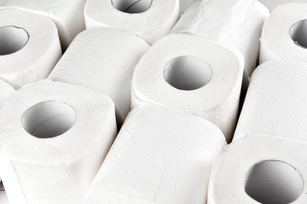 Simple toilet paper, close up side view